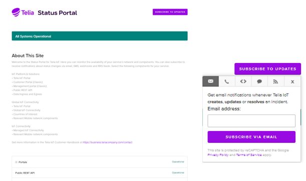 Subscribe IoT Status Portal