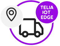 Positioning runs on the Telia Connected Vehicle platform. A GPS-equipped Telia IoT Edge Gateway (MIIPS C) is installed in each vehicle and registered with the vehicle ID. 